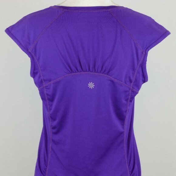 Athleta Intrepid Women's Medium Purple 1/4 Zip Sun Shield Cap Sleeve Rashguard - Picture 5 of 9